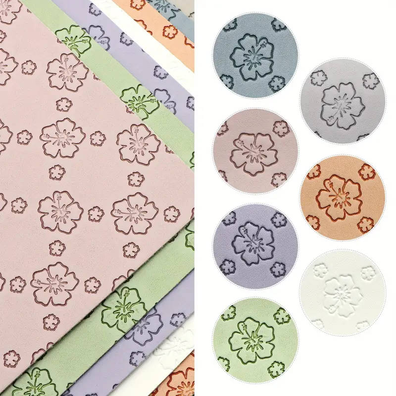 7-Piece Cherry Blossom Floral Faux Leather Fabric