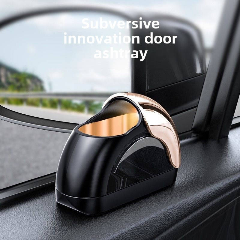 1pc Driver-Side Car Ashtray Space-Saving Door-Mounted Design Mechanical Style Durable Aluminum Le