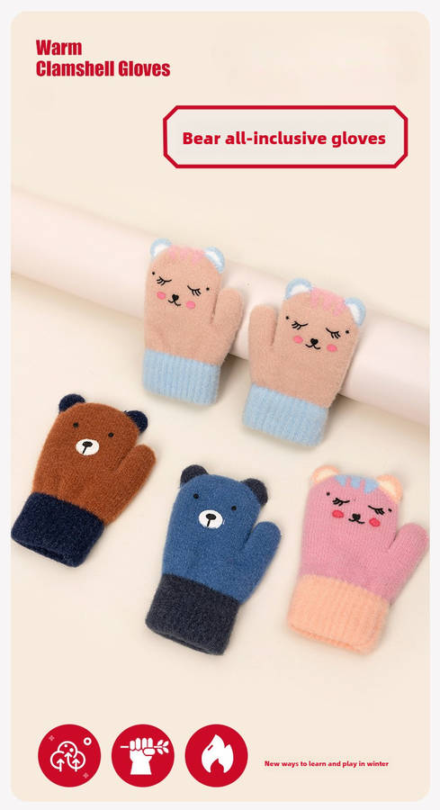 1 Pair Bean Paste Blue Warm Gloves