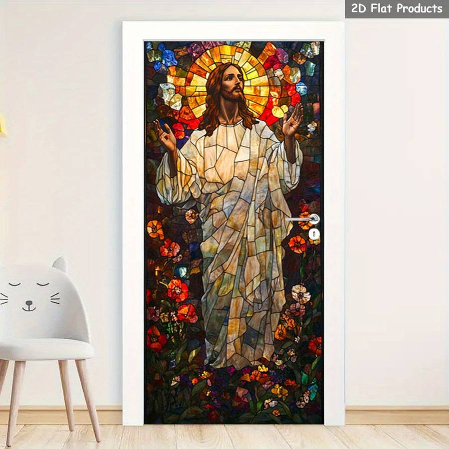 1pc 95.0x209.8cm Jesus Christian Themed Stickers