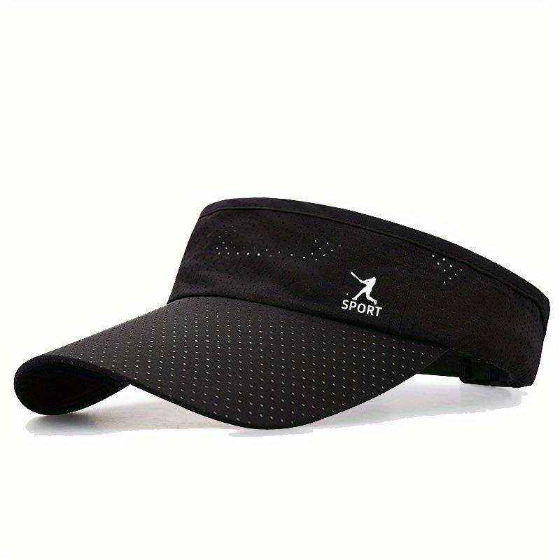 1pc Men's Quick-Dry Breathable Sports Cap White Polyester No-Top Duckbill Sun Hat with Adjustabl