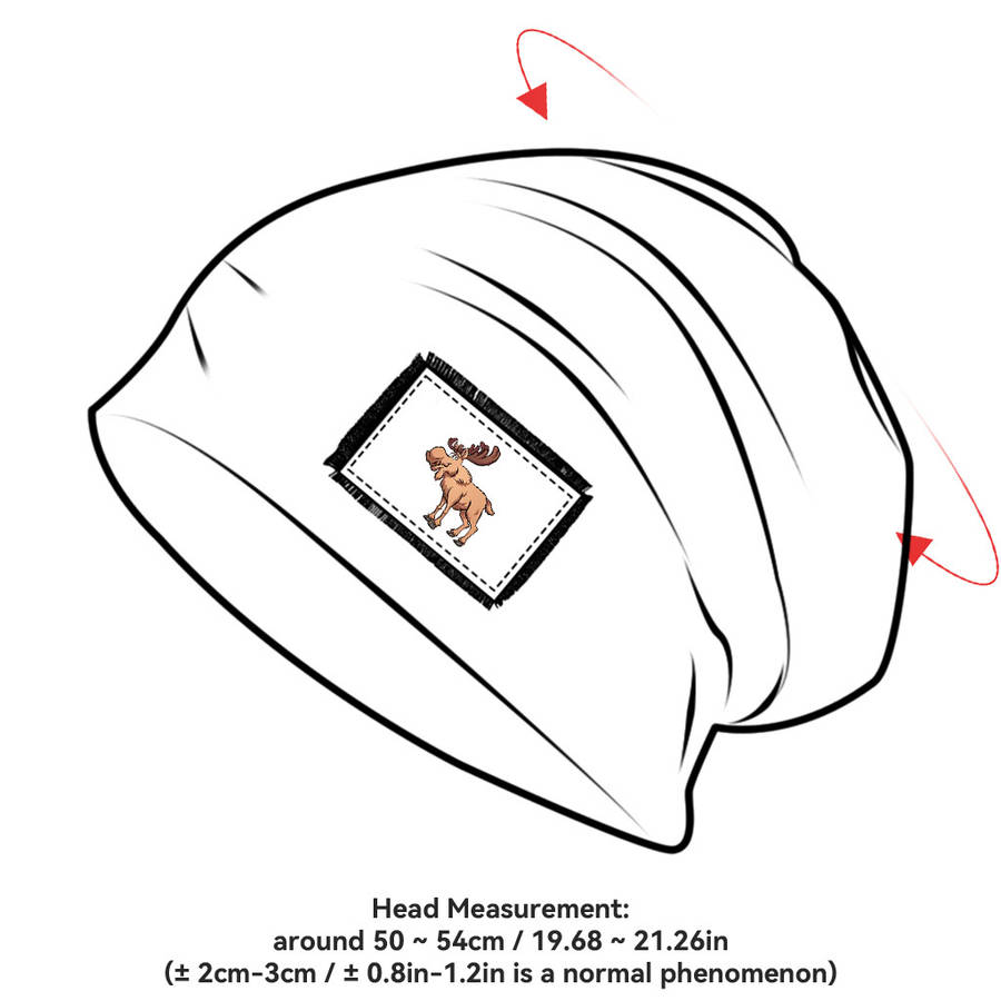 Cozy Moose Print Beanie Hat Unisex Stretch Fit Lightweight Washable Brown With White Pat