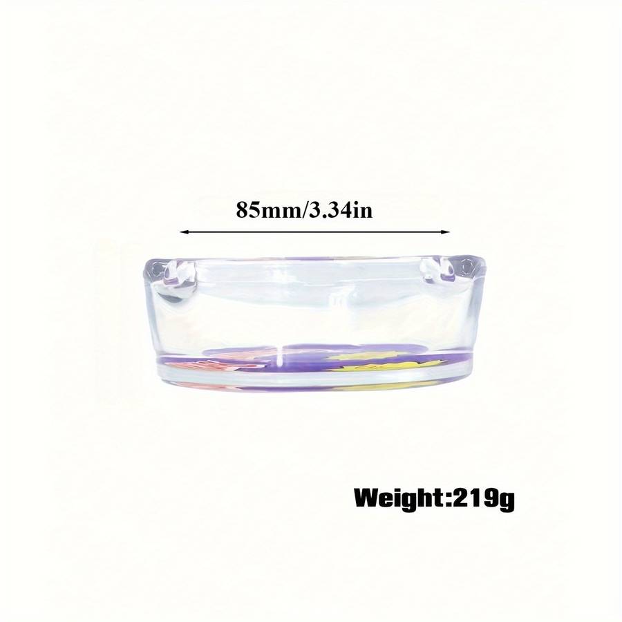 1pc 85mm Round Glass Ashtray Vibrant Purple and Yellow Design