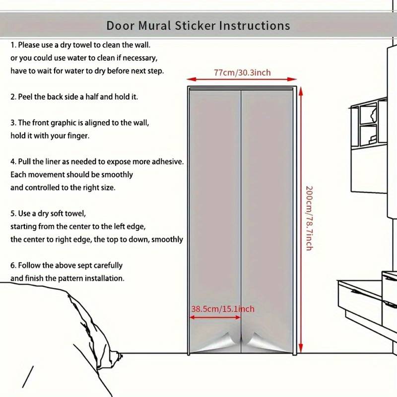 1Pc 77x200cm Door Window Sticker