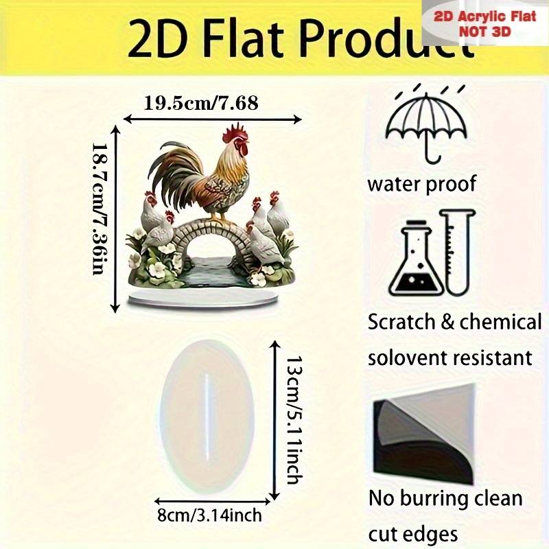 1Pc 2D Flat   Bohemian Style Acrylic Rooster And Hen Decoration