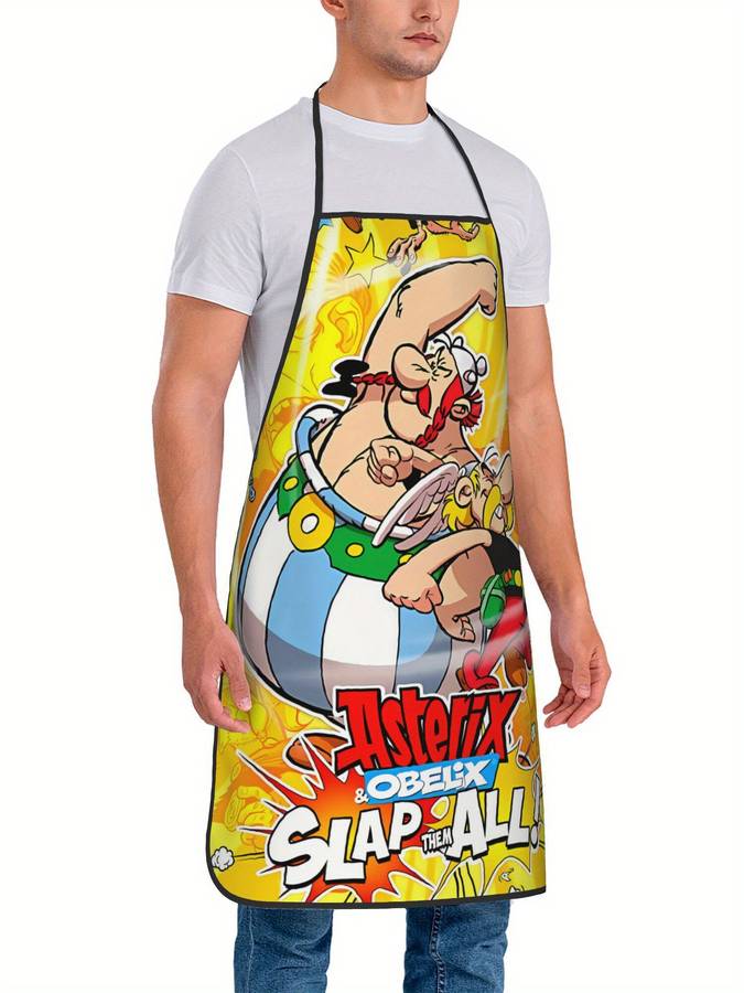 Biihudu Anime Apron For Men Women Retro Style Astrix Oblix Graphic Print Durable Kitch