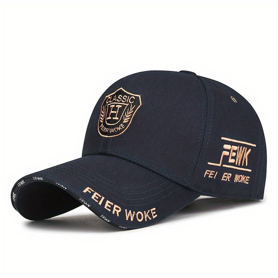 FEWK Unisex Baseball Cap Breathable Polyester Adjustable Fit Embroidered Logo Golden Ba
