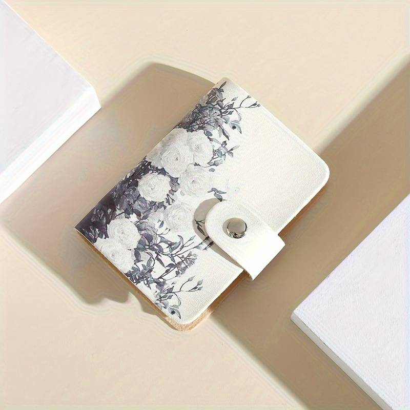 1pc Elegant Floral Pattern Synthetic Faux Leather Card Holder with 20 Slots Ideal for Credit Card