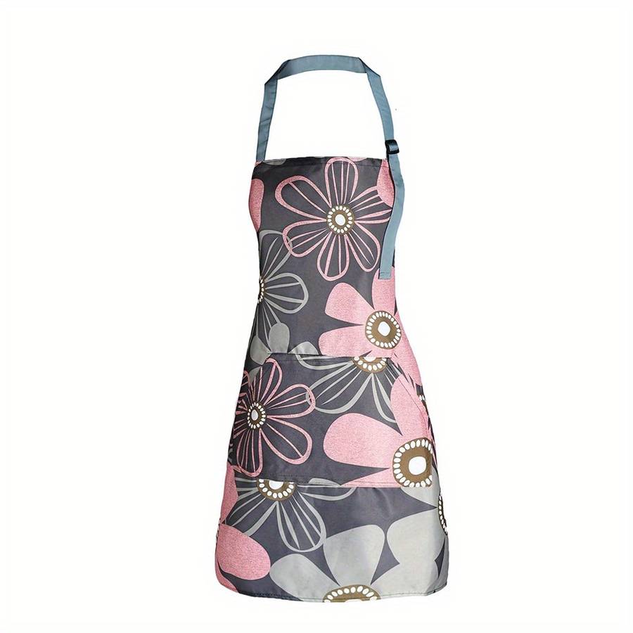1pc Fashionable Women's floral apron with pockets adjustable perfect for cooking baking garden