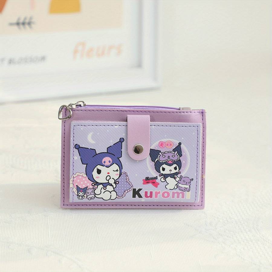 1pc Sanrio Kuromi Multi-Functional Card Holder Coin Purse C Cute Cartoon Design PU Material