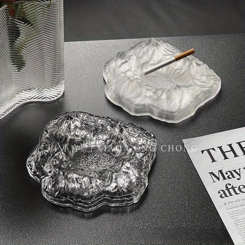 1pc Elegant Frosted Iceberg Glass Ashtray C Stylish Mountain Design for Home Decor Cigar and Cigar