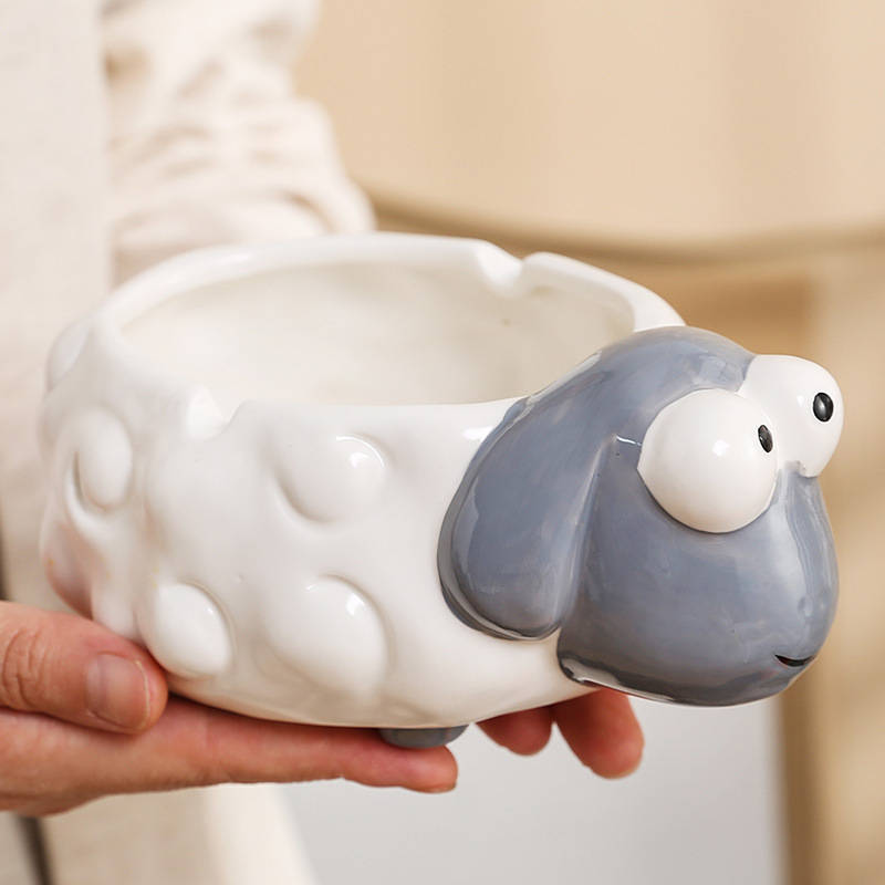 1pc Ceramic Lamb Ashtray Cute Cartoon Style Ideal for Home Office Living Room Decor Perfect f