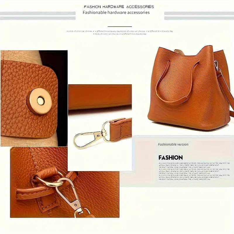 Women's 4-Piece Bag Set: Shoulder Bag, Tote, Crossbody, Wallet Combo