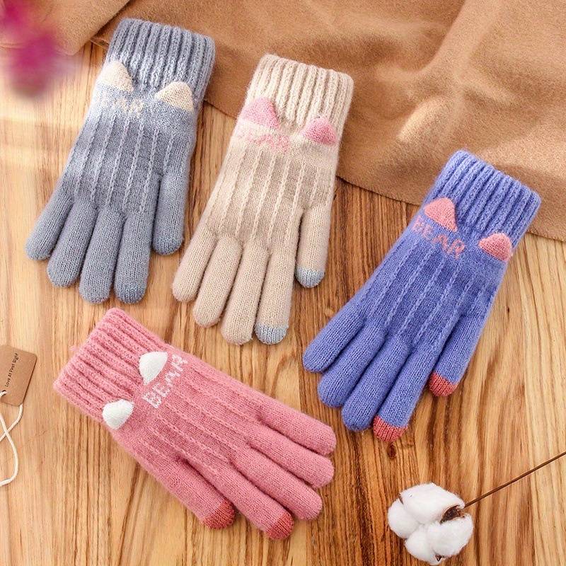 1 Pair Black Warm Gloves