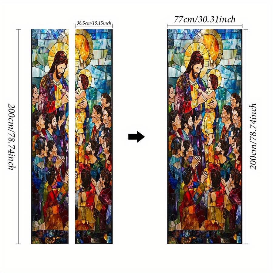 1pc 76.96x199.9cm Jesus Christian Themed Stickers