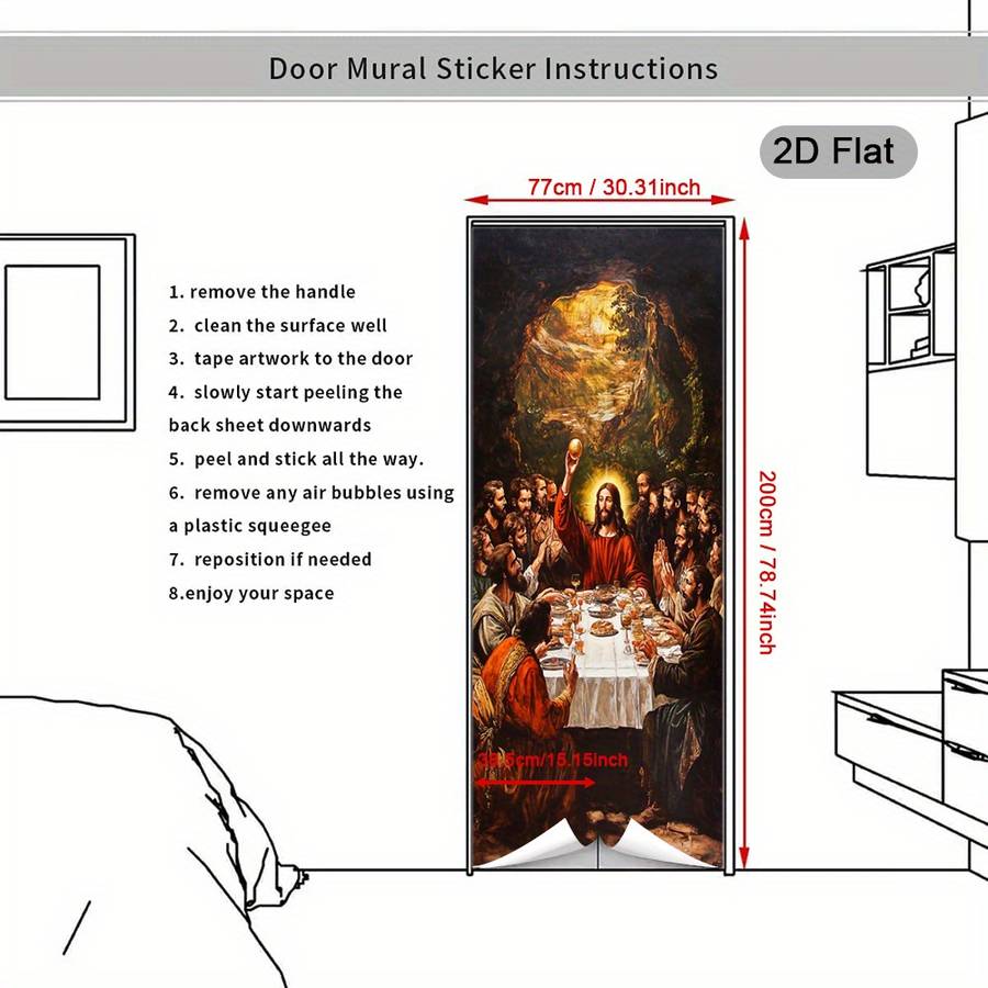 1pc 37.4x84.6 inches   95x215 cm   Jesus Christian Themed Stickers