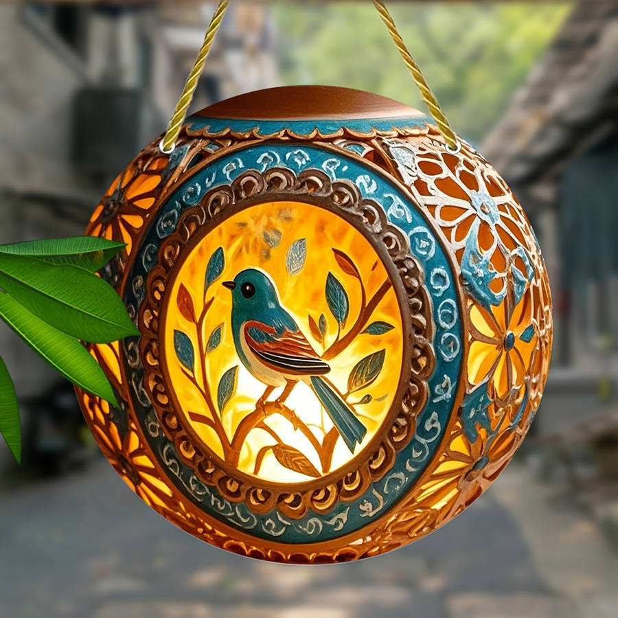 2D Flat Bohemian Style Vintage Acrylic Lantern 20.32X20.32 Cm Clear Round Hanging L