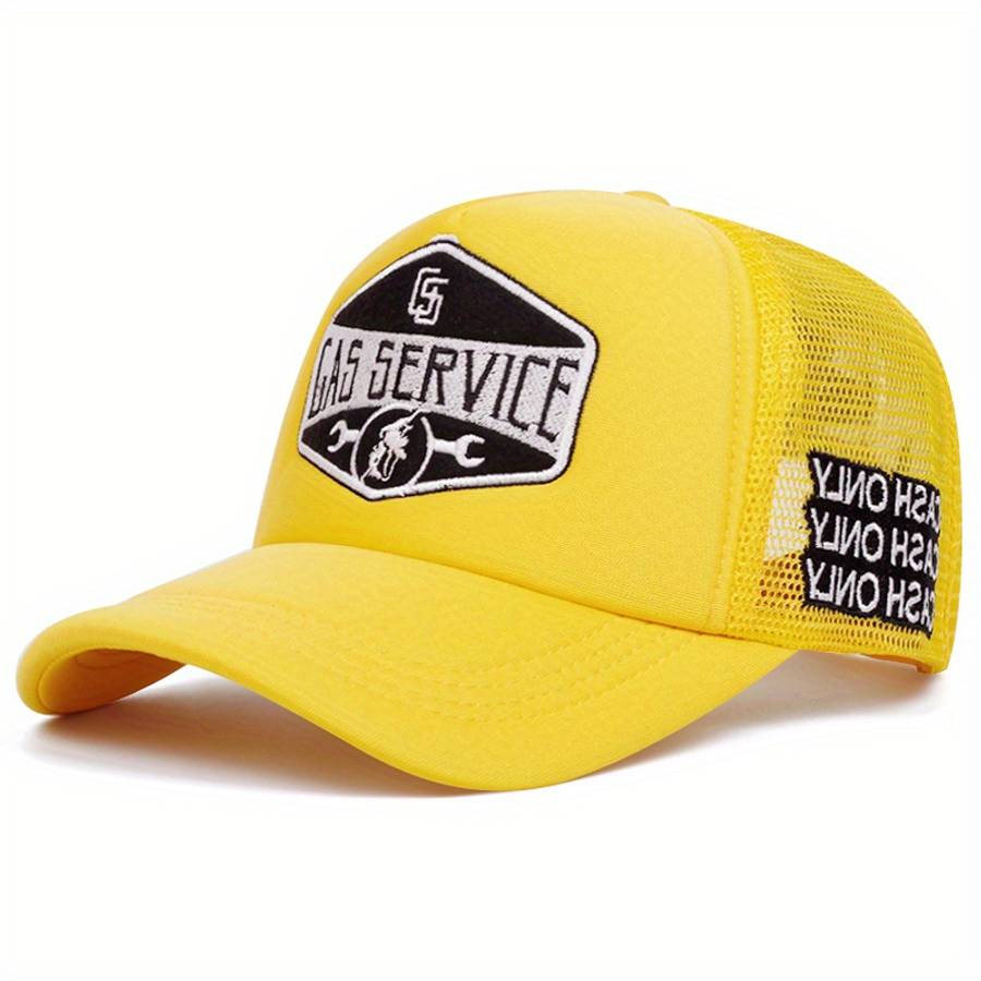 Gas Service Logo Baseball Cap Breathable Polyester Mesh Back Snapback Hat Adjustable Fit