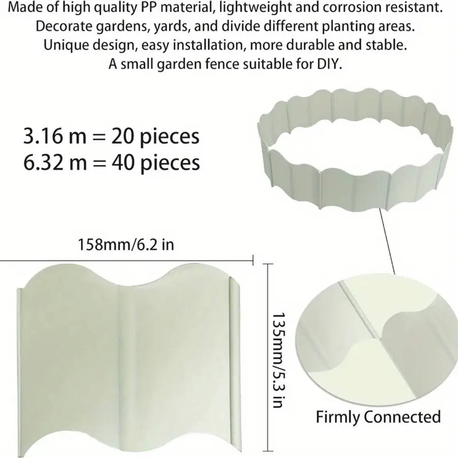 21-Piece Interlocking Landscape Fence Edging White