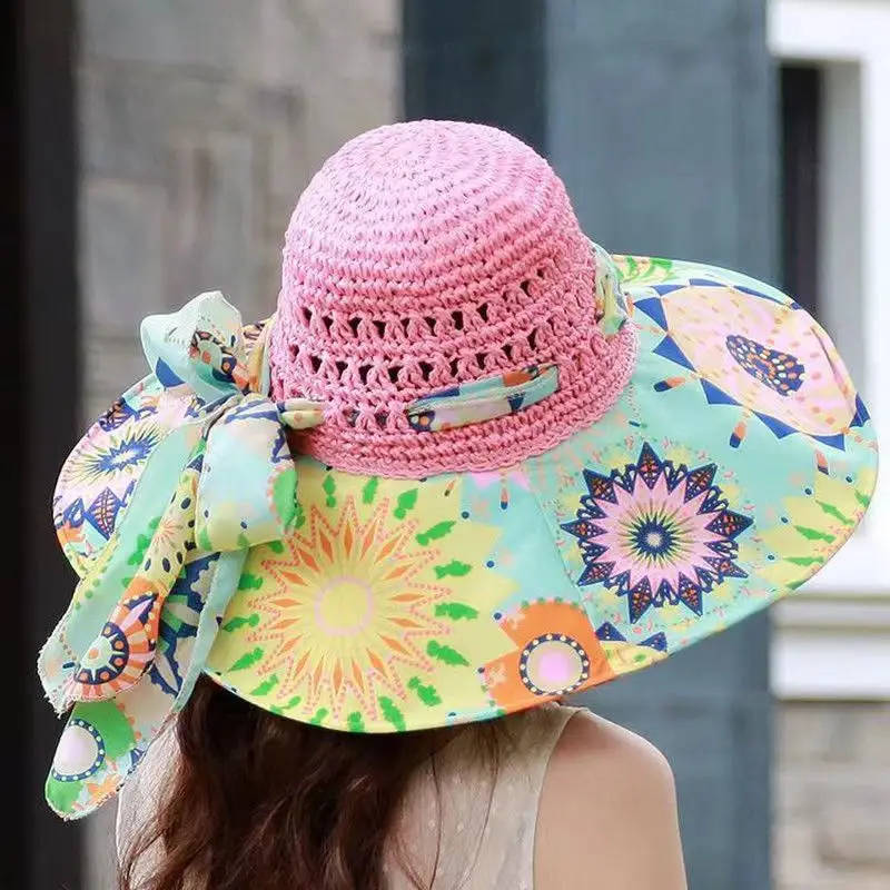 Women's Spring And Summer Ethnic Style Straw Sun Hat Coffee 2
