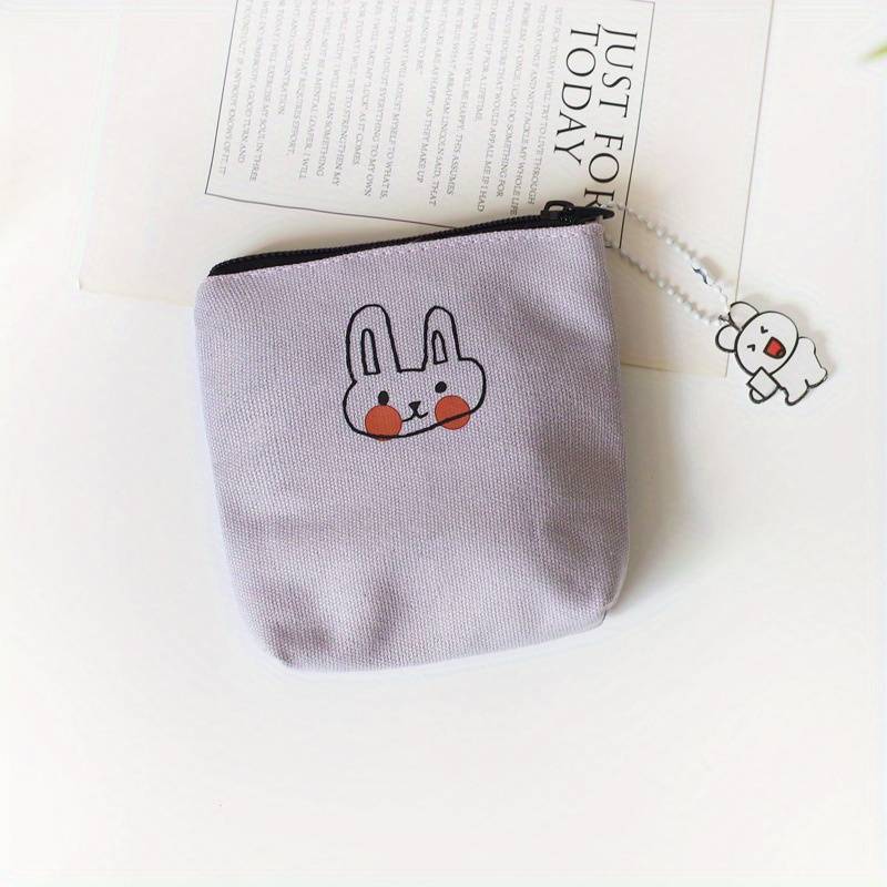 1pc Small Canvas Cute Bunny Coin Purse Simple Fresh Hand Wash or Professional Dry Clean