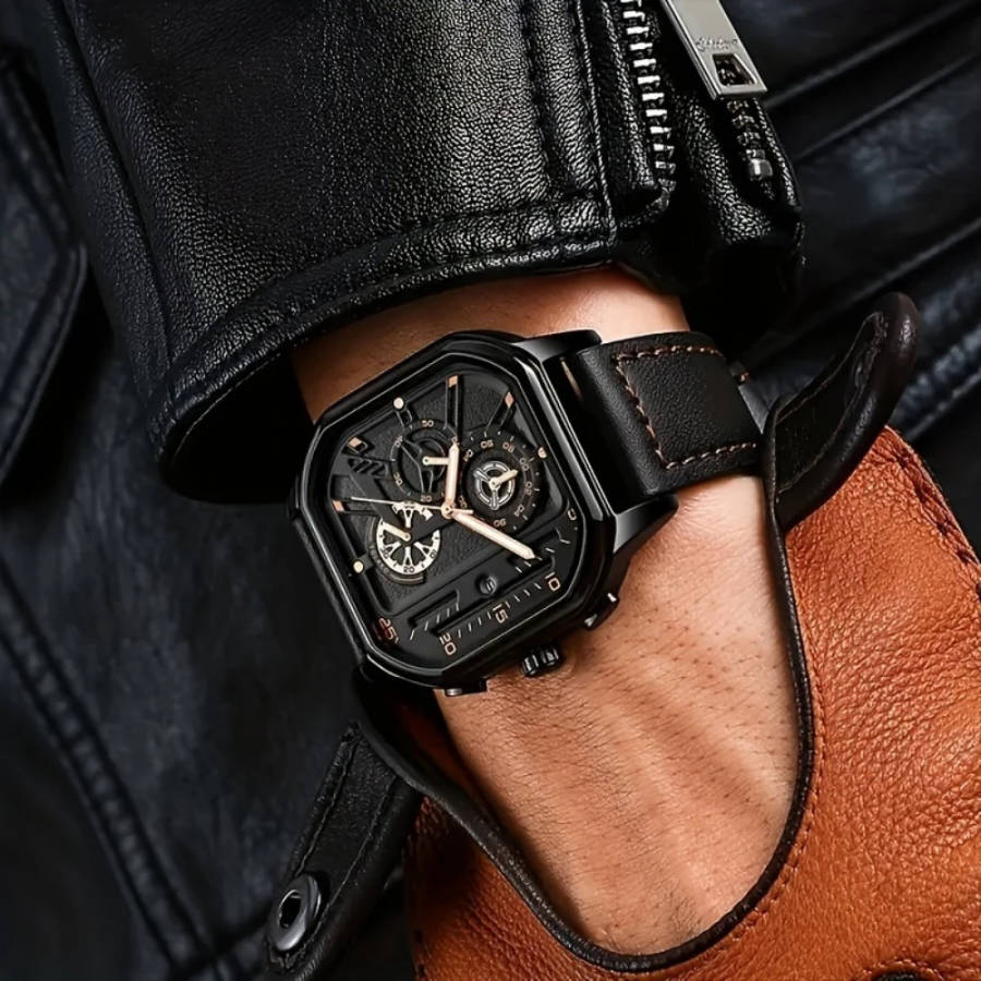 3pcs set Men's Watch Sets Fashion Sports Square with Calendar Quartz Men's Watch Casual Bracelet Pen