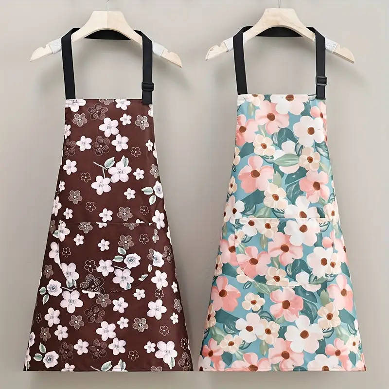 1pc Chic Waterproof Oil-Resistant Kitchen Apron for Women Durable Perfect for Cooking Bak