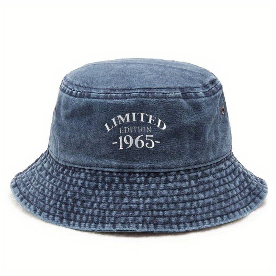 Wide-Brimmed Washed Denim Embroidered Fisherman Hat Breathable And Adjustable Unisex Sun Hat