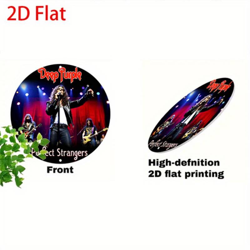 1pc  Deep Purple 2D Flat Metal Round Aluminum Sign Retro Wall Art with Band Members High-Defi