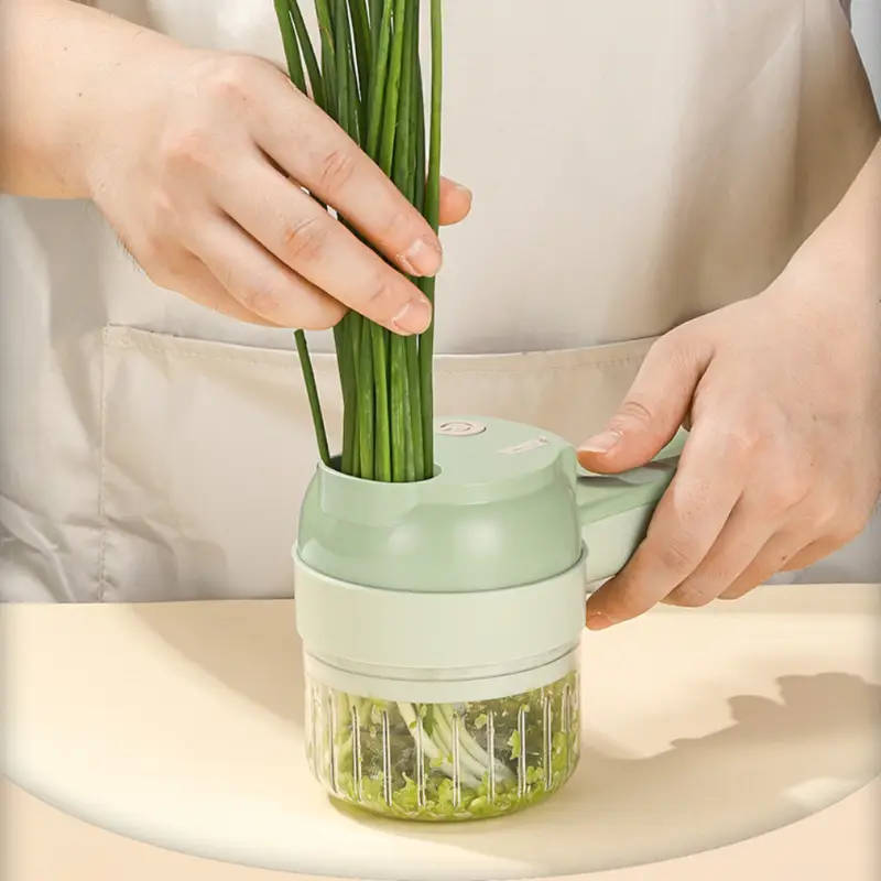 Handheld Electric Food Cutter Set with Rechargeable Lithium Battery, USB Charging, Stainless Steel B