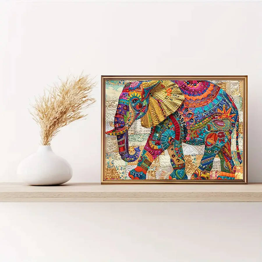 1pc Print Painting 2D Canvas Painting Patchwork Elephant Canvas Painting Fun Creative Canvas Paintin