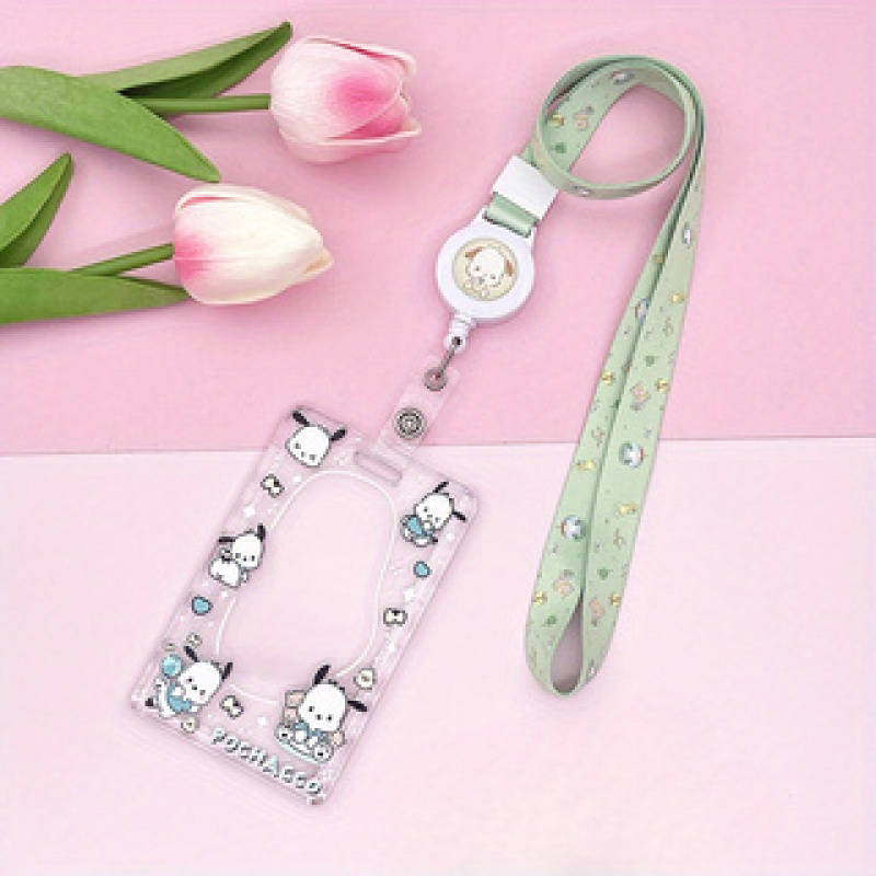 1pc Sanrio Cute Acrylic Card Case- Campus Certificate and Meal Card Embossed Protective Case- Cute
