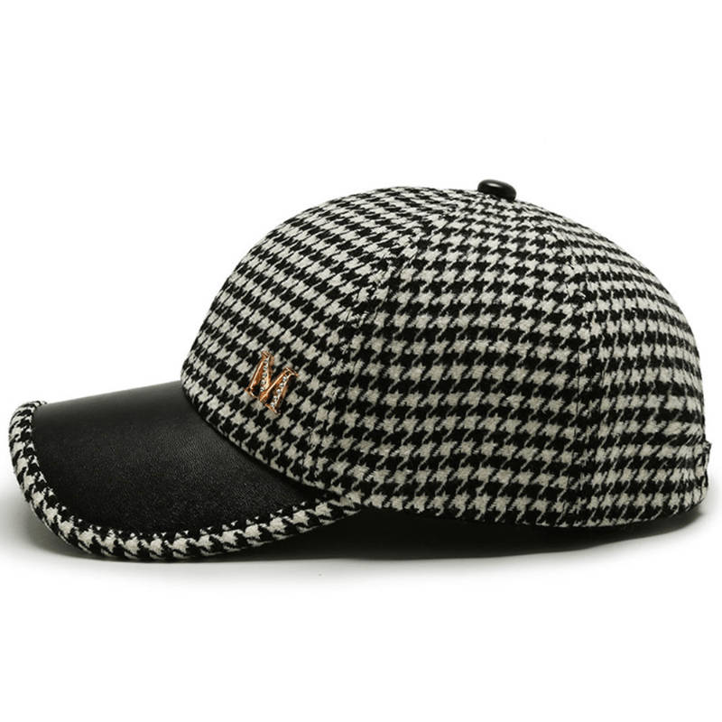 1pc Houndstooth Baseball Cap for Women Lightweight Fitted Sports Hat with Buckle Closure Dry Clea