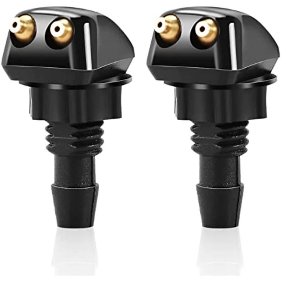 2pcs PE Polyethylene Front Windshield Washer Nozzles Universal Fit Straight Spray Wipers for Vehicl
