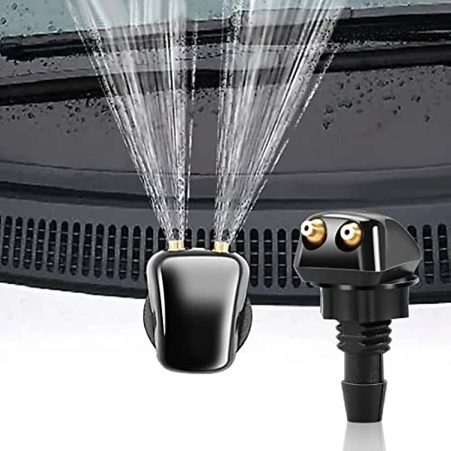 2pcs PE Polyethylene Front Windshield Washer Nozzles Universal Fit Straight Spray Wipers for Vehicl