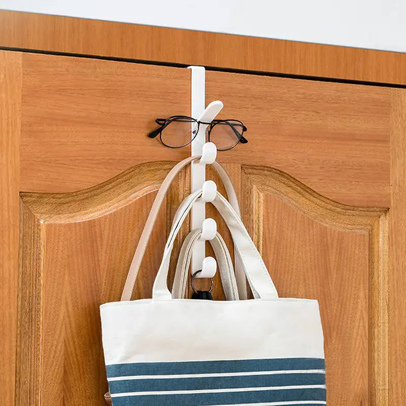 1pc Over-the-Door Plastic Hanger in Easy Install Space-Saving Hook Rack for Clothes Bags Towels Styl
