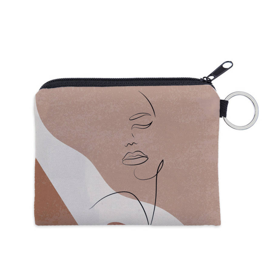 1pc Digital Print Face Pattern Coin Purse Multifunctional Key Card Holder