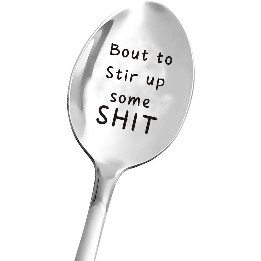 1pc Humorous Stainless Steel Spoon  Bout to Stir Some Shit  Ideal Gift for Mom Grandma Gran