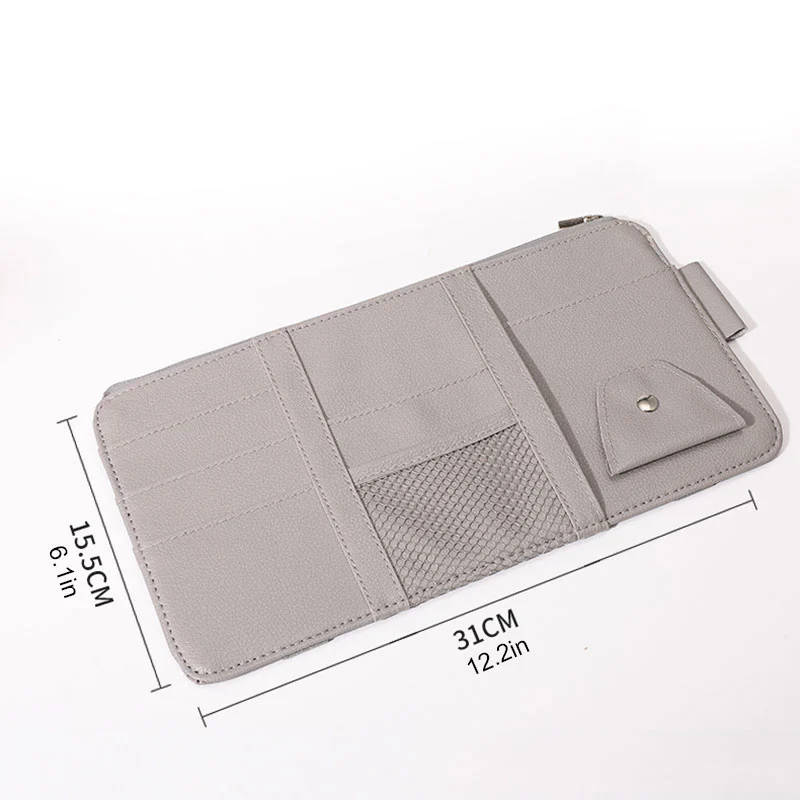 1pc Car Sun Visor Organizer Multi-functional Car Glasses Clip Card Bag Wallet With Zipper Applicab