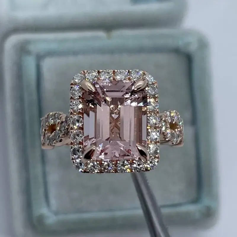 Inlaid Square Imitation Zircon Ring