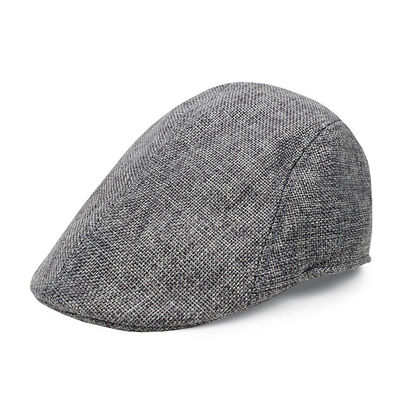1Pc Men Stylish Linen Beret Hat Retro Lightweight Duckbill Cap