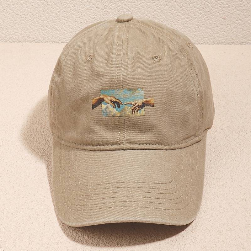 1pc Unisex Vintage Oil Painting Print Baseball Cap Polyester Breathable Casual Embroidered Hat Ha