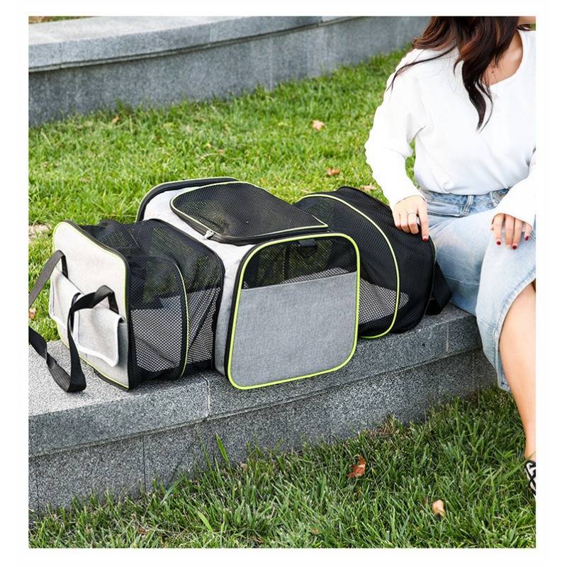 1pc Gray With Blue Edgesize S Pet Bag