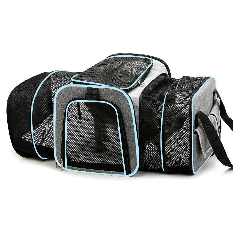 1pc Gray With Blue Edgesize S Pet Bag