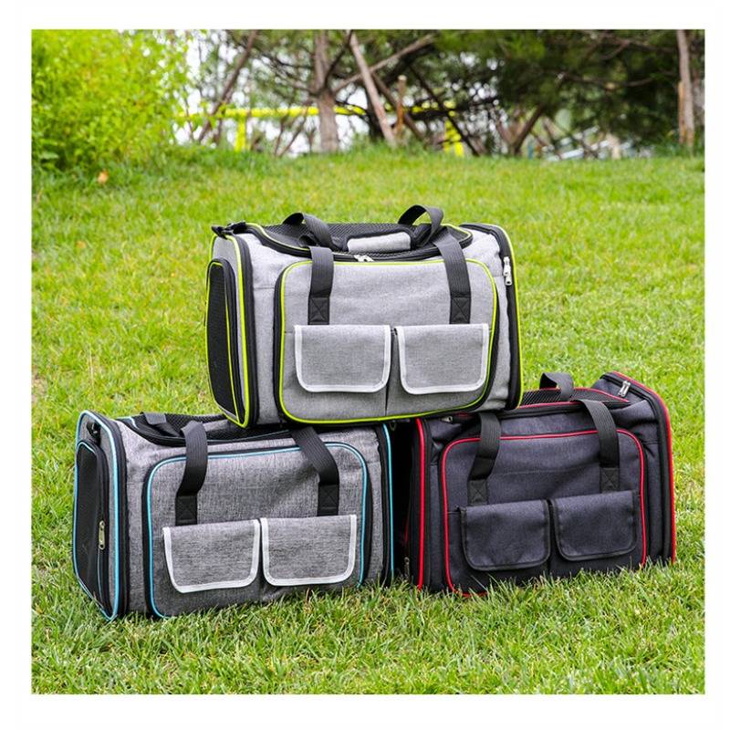1pc Gray With Blue Edgesize S Pet Bag