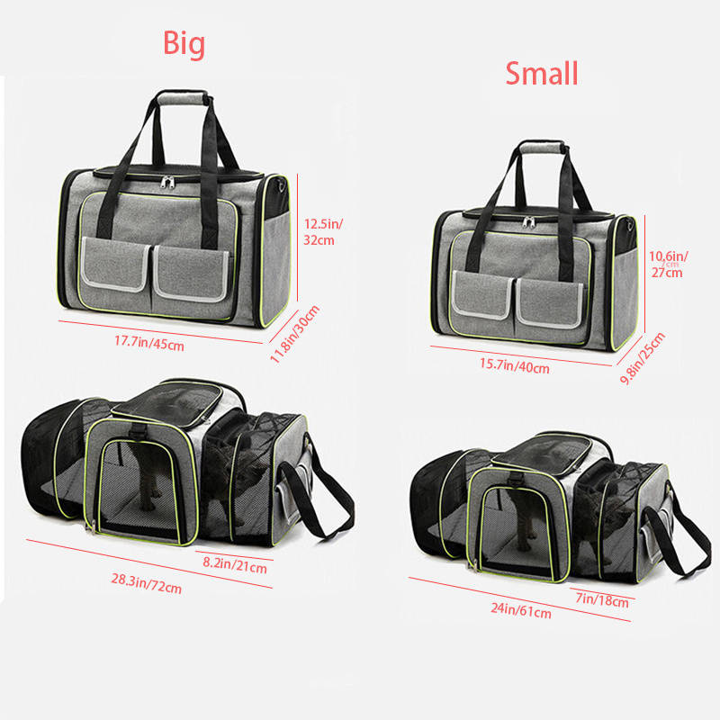 1pc Gray With Blue Edgesize S Pet Bag