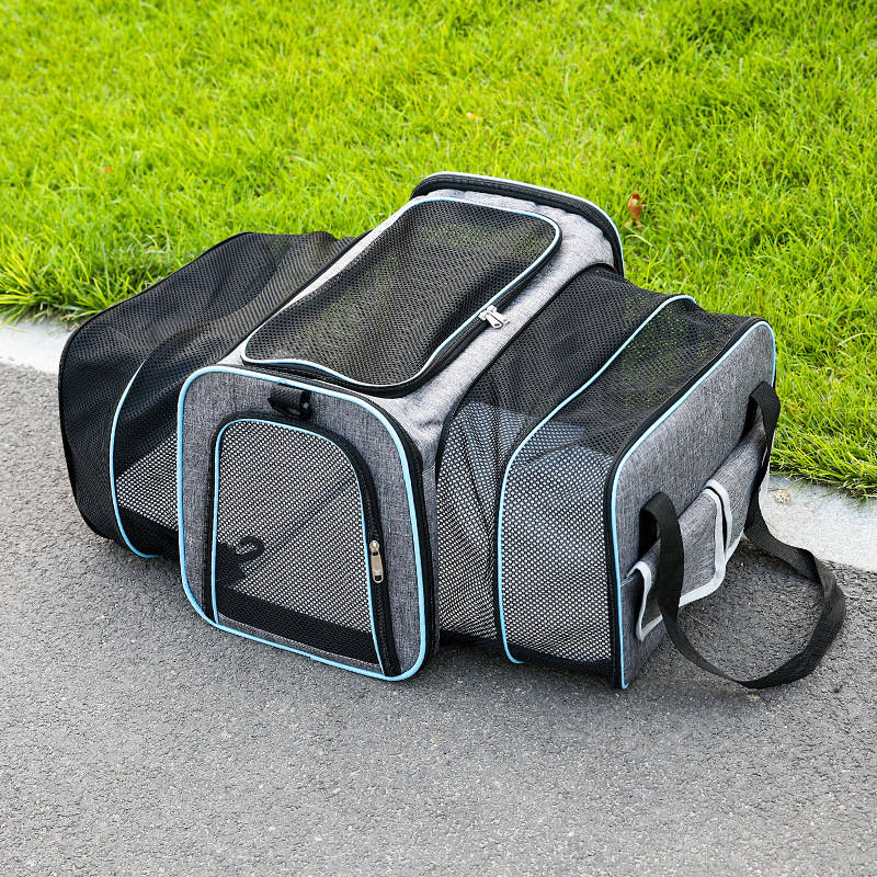 1pc Gray With Blue Edgesize S Pet Bag