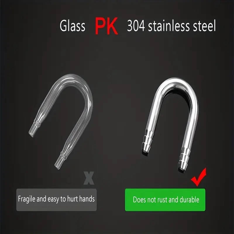 4 Pieces Stainless Steel U-Shaped Aquarium Air Hose Connectors