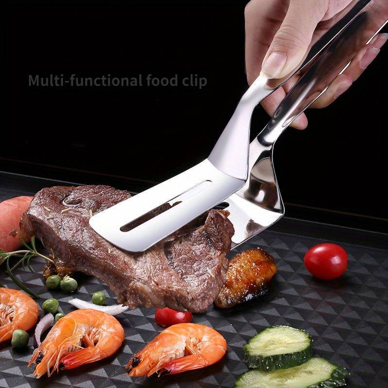 1pc Stainless Steel Non-stick 1pc Fish Fryer Tongs Food Tongs Fish Tongs Steak Spatula Kitchen To