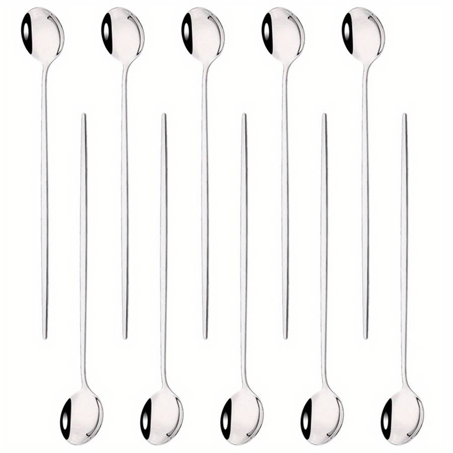 10pcs Of Colored Coffee Tea Stirring Spoons With Long Handles Ice Cream Dessert Spoons Stain